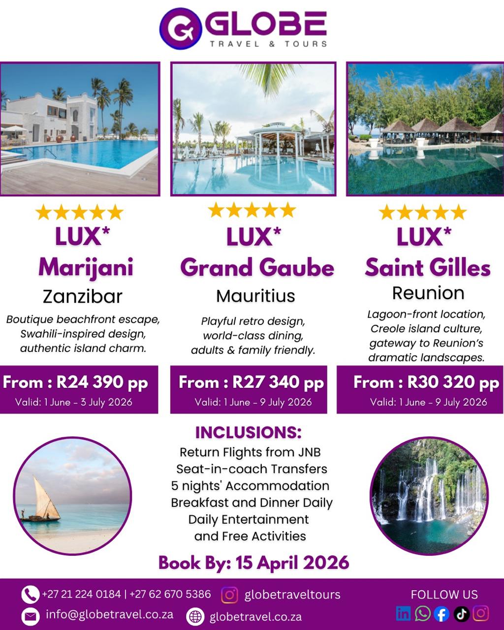 zanzibar, mauritius, reunion